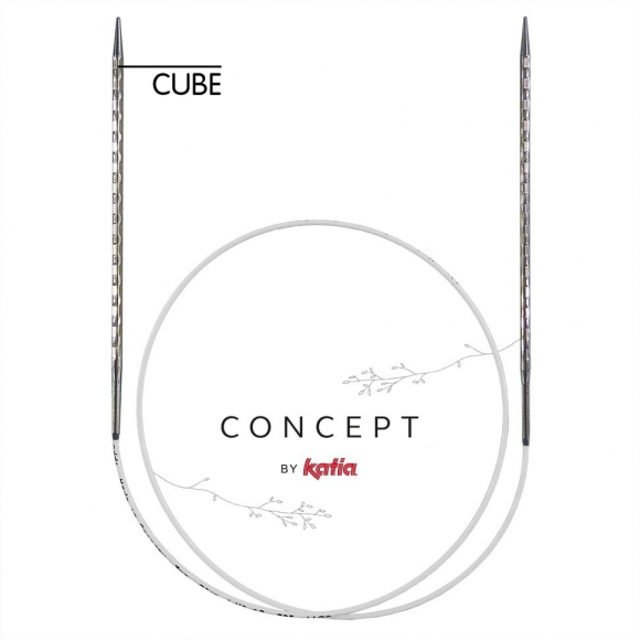 Спицы металлические круговые супергладкие c квадратным кончиком CONCEPT BY KATIA Cube №3, 100 см Спицы металлические круговые супергладкие c квадратным кончиком CONCEPT BY KATIA Cube №3, 100 см
