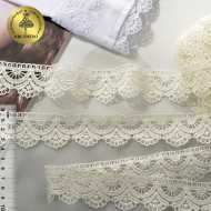 Кружево гипюр KRUZHEVO арт.TR.8G8100 шир.33мм цв.05 айвори уп.9м
