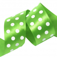Лента атласная Ideal арт.LDAG57902950 (54) горошек 50мм цв.зеленый-белый уп.27,4м