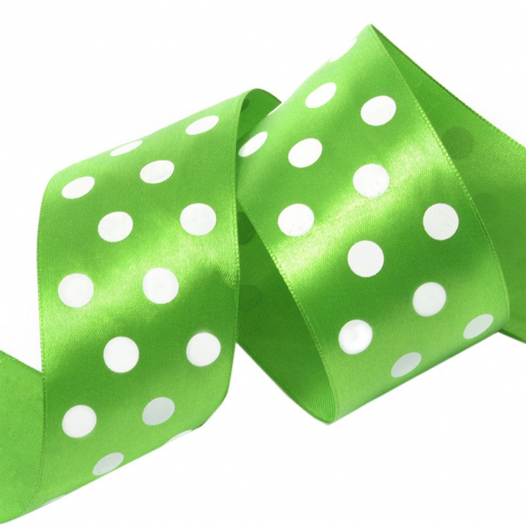 Лента атласная Ideal арт.LDAG57902950 (54) горошек 50мм цв.зеленый-белый уп.27,4м Лента атласная Ideal арт.LDAG57902950 (54) горошек 50мм цв.зеленый-белый уп.27,4м