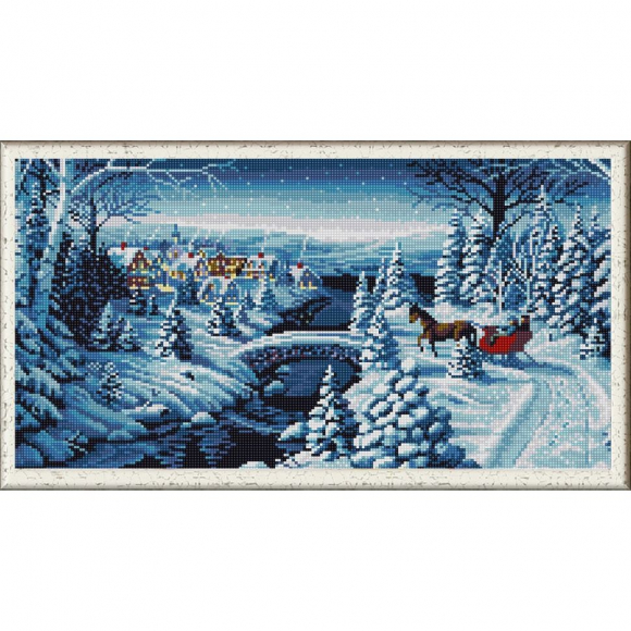 Рисунок на ткани (Бисер) КОНЁК арт. 1263 Зимняя прогулка 25х45 см