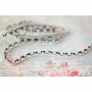 Мерсеризованное хлопковое кружево, 10 мм, цвет серебристый с черным