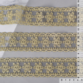 Кружево на сетке арт.TBY DQ80A шир.50мм цв.черный/золото уп.13,71м