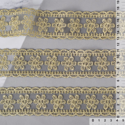 Кружево на сетке арт.TBY DQ80A шир.50мм цв.черный/золото уп.13,71м