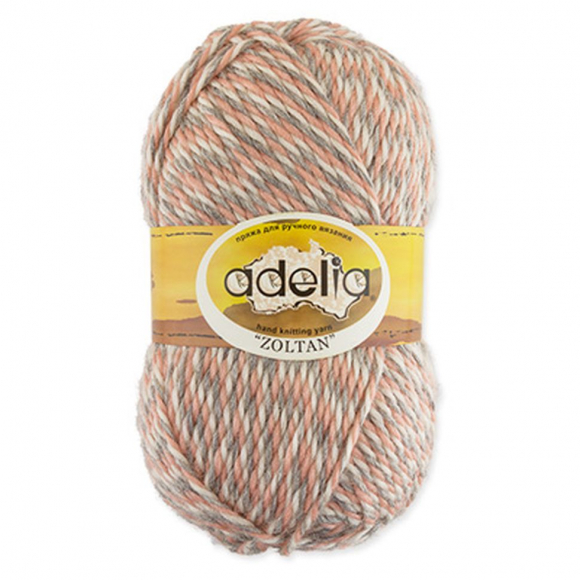 Пряжа ADELIA ZOLTAN (100% шерсть) 5х100г/115м цв.127 серый-розовый-белый Пряжа ADELIA ZOLTAN (100% шерсть) 5х100г/115м цв.127 серый-розовый-белый
