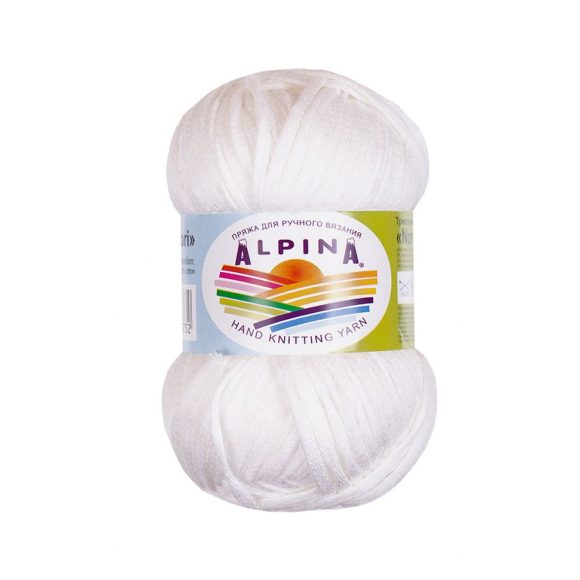 Пряжа ALPINA NORI (56% акрил, 44% хлопок) 10х50г/100м цв.02 белый