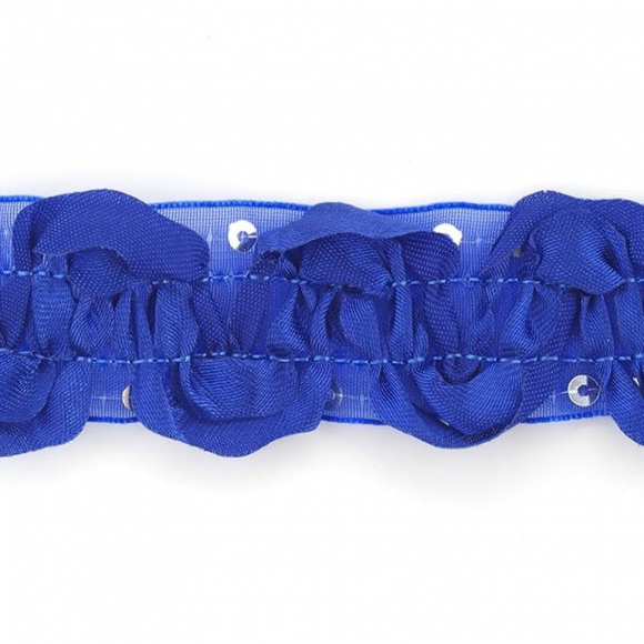 Тесьма с пайетками TBY арт.TH463-1 шир.25мм цв.040 синий уп.18,28м