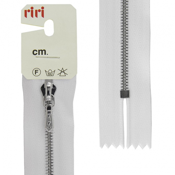 137503_Молния металл, Ni, слайдер Tropf, 4 мм, неразъёмная карманная, 18 см, цвет 2101, белый