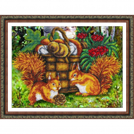Набор для вышивания бисером ПАУТИНКА арт.Б-1490 Белочки 38х28 см