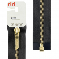 66133_Молния металл, Gold, разъёмная 1 замок, на атласной тесьме, 6 мм, 60 см, цвет 2110, черный