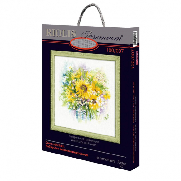 Набор для вышивания РИОЛИС арт.100/007 Акварельные подсолнухи 30х30 см