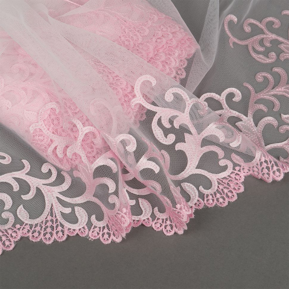 Кружево вышивка на сетке KRUZHEVO арт.TBY.OG36 шир.220мм цв.нежно-розовый, правая уп.7м
