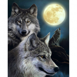 Алмазная мозаика Ah5328 Волчья стая 40х50