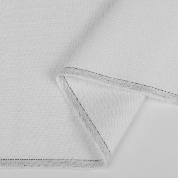 Ткань льняная 200 г/м? лен 25%, хб 25%, вискоза 25%, пэ 25% шир.140 см арт.TBY.Li.1009.01 цв.01 белый уп.1м