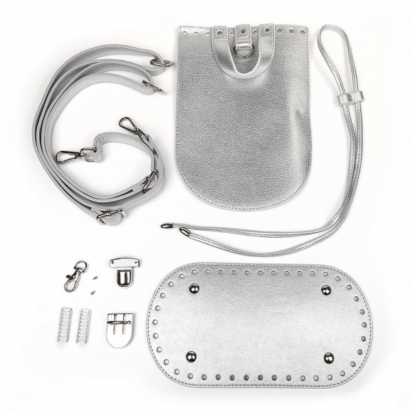 Набор для изготовления рюкзака из экокожи арт.TBY.51662-5.2 цв.серебро/никель