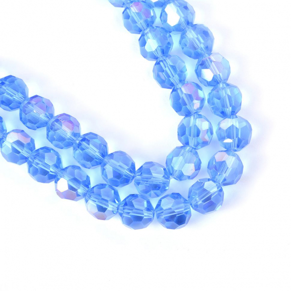 Бусины граненые Рондель (стекло) на нитях арт.TBY-R-2 10мм  цв.09 AB голубой уп.30шт х72 бусины