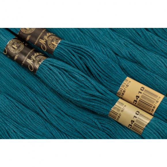 Нитки мулине цв.3410 зеленый 12х10м С-Пб