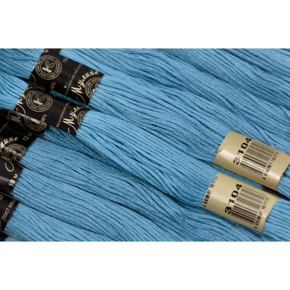 Нитки мулине цв.3104 голубой 12х10м С-Пб