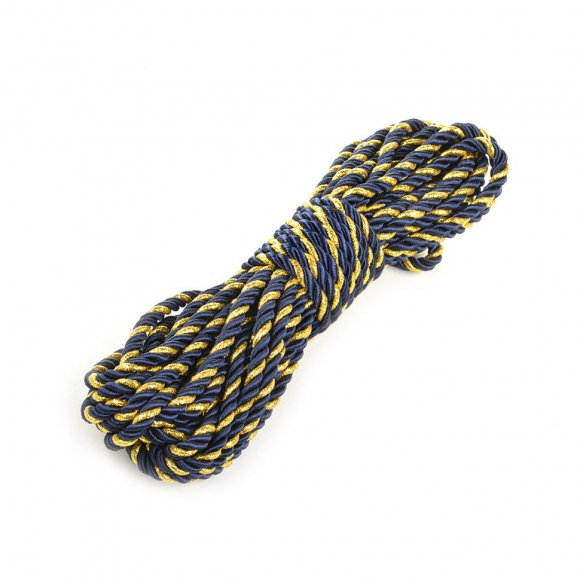 Шнур витой мебельный арт.SHDV242 5мм уп.10м т.синий/золото