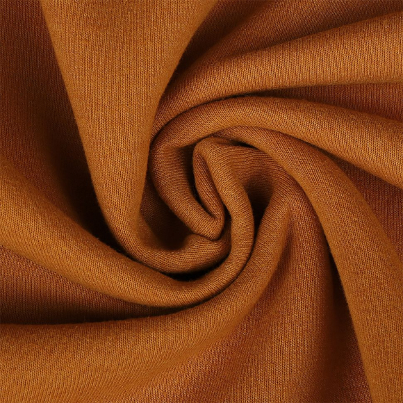 Ткань трикотаж Футер 3х нитка начес хлопок 320г пенье 185см горчица 18-1160 рул.30-60м