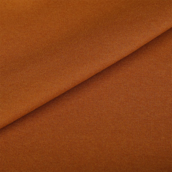 Ткань трикотаж Футер 3х нитка начес хлопок 320г пенье 185см горчица 18-1160 рул.30-60м