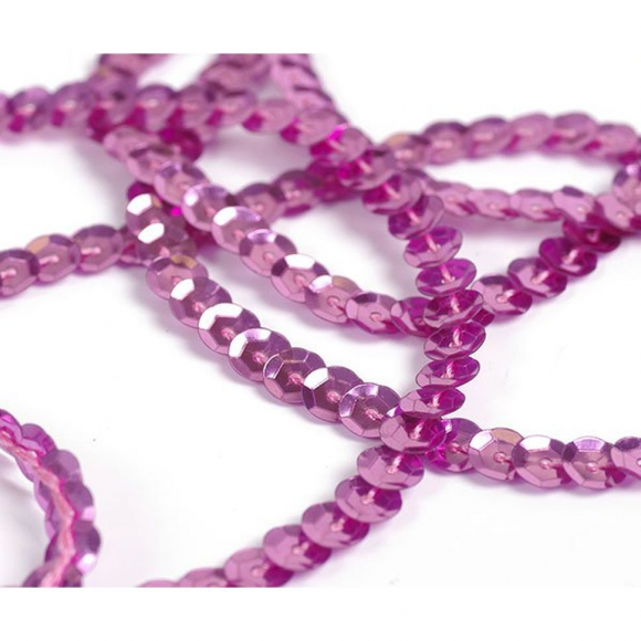 Пайетки на нитях 6мм Silver Base арт.TBY-FLKU06-SB цв.09 розовый уп.73.12м