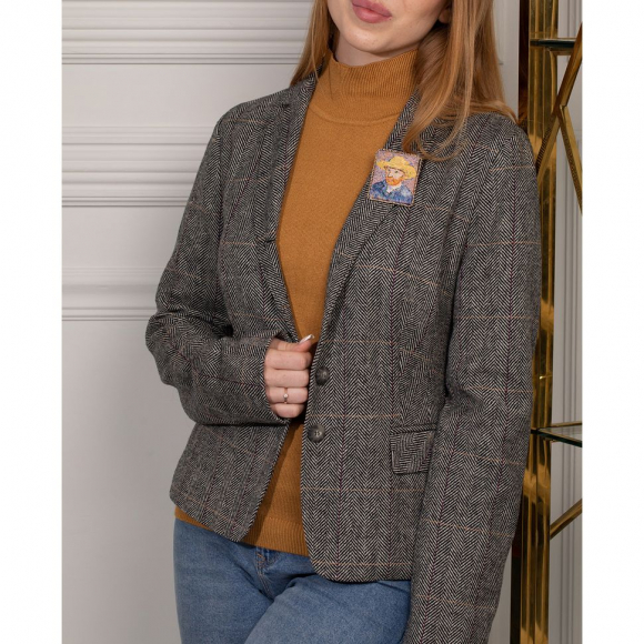 Набор для вышивания PANNA Живая картина арт. MET-JK-2260 Брошь. Автопортрет в соломенной шляпе 5х6 см