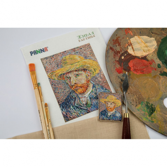 Набор для вышивания PANNA Живая картина арт. MET-JK-2260 Брошь. Автопортрет в соломенной шляпе 5х6 см