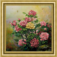 Рисунок на ткани (Бисер) КОНЁК арт. 9827 Ароматные пионы 40х40 см