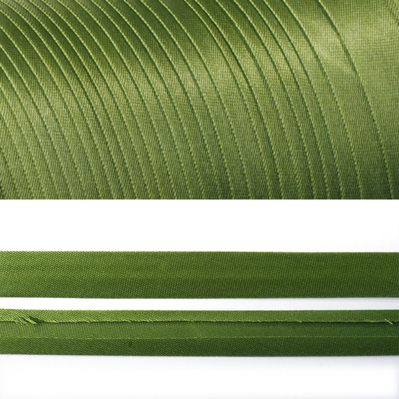 Косая бейка TBY атласная шир.15мм цв.F262 оливковый уп.132 м