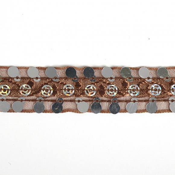 Тесьма с пайетками TBY арт.TH249 шир.20мм цв.032 коричневый уп.18,28м