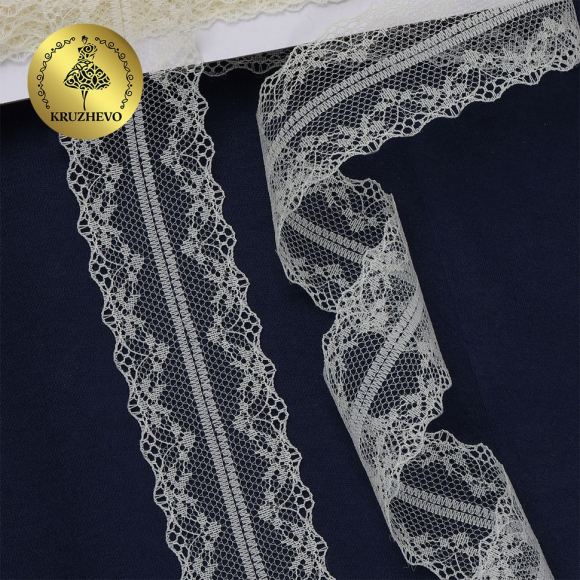 Кружево-трикотаж KRUZHEVO арт.TBY 150-1 шир.40мм цв.02 молочный, уп.27,4м
