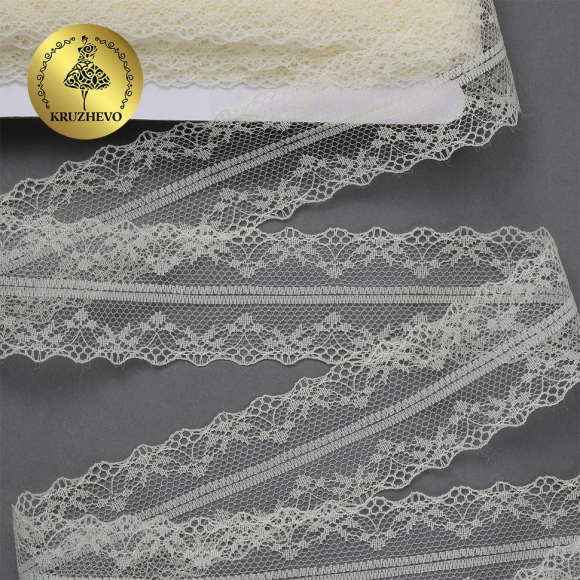 Кружево-трикотаж KRUZHEVO арт.TBY 150-1 шир.40мм цв.02 молочный, уп.27,4м