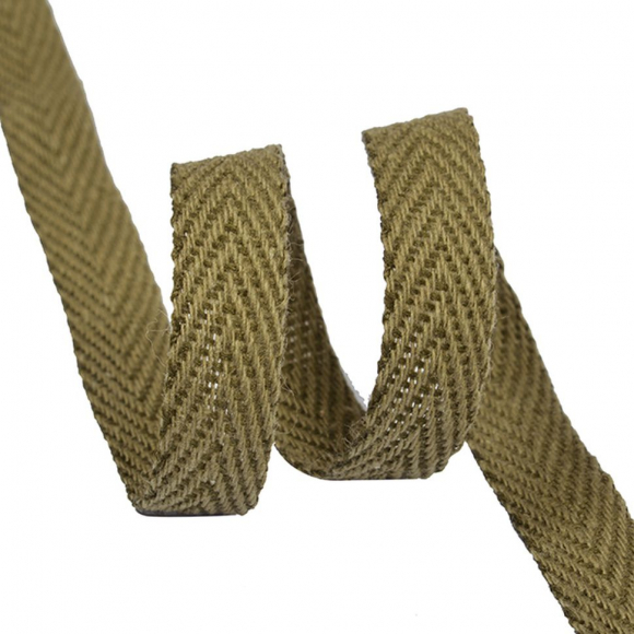 Тесьма киперная 10 мм хлопок 1,9г/м арт.ЛКЭ-10ХХ-500 цв.хаки уп.500м