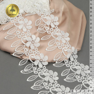 Кружево гипюр KRUZHEVO арт.TR.0738 шир.75мм цв.004 сумрачно-белый уп.9м