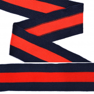 Тесьма TBY трикотажная Лампас KTS0540 шир.40мм цв.т.синий/крас уп.64м