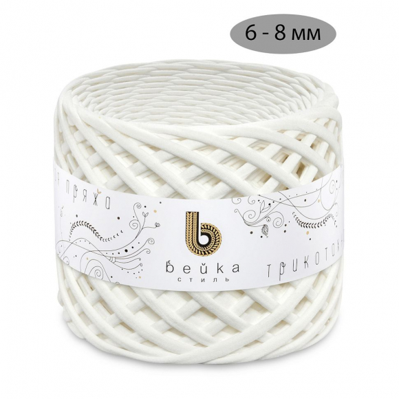 Пряжа трикотажная 100м, 300г, ширина 6-8мм цв.3005 слоновая кость