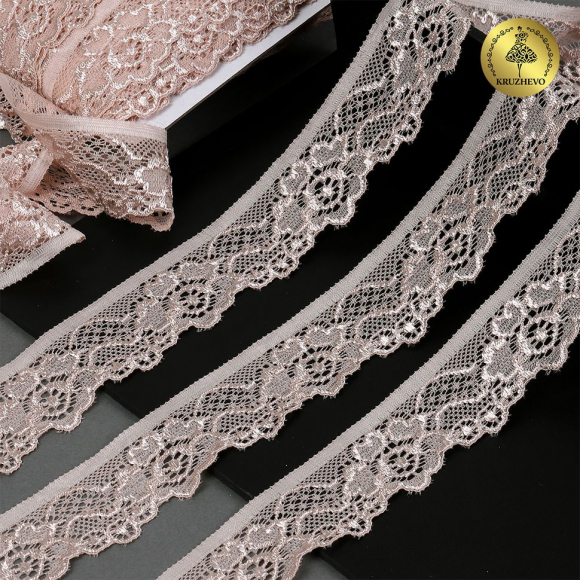 Кружево-стрейч KRUZHEVO арт.TBY.L839 шир.30мм цв.S098 капучино уп.50м