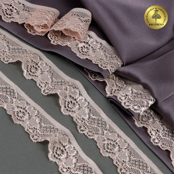 Кружево-стрейч KRUZHEVO арт.TBY.L839 шир.30мм цв.S098 капучино уп.50м