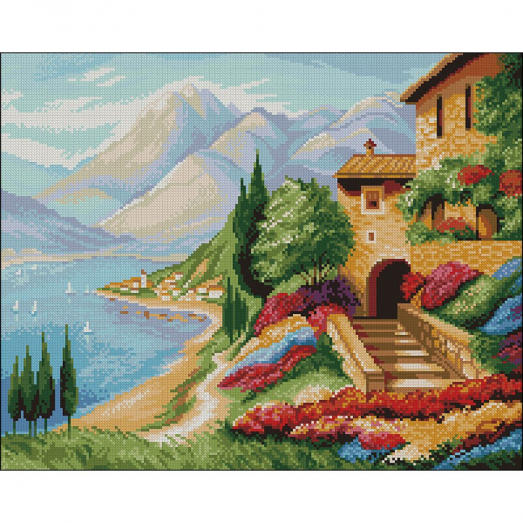 Кристальная мозаика на холсте ФРЕЯ арт.ALVK-108 На морском побережье 50х40 см