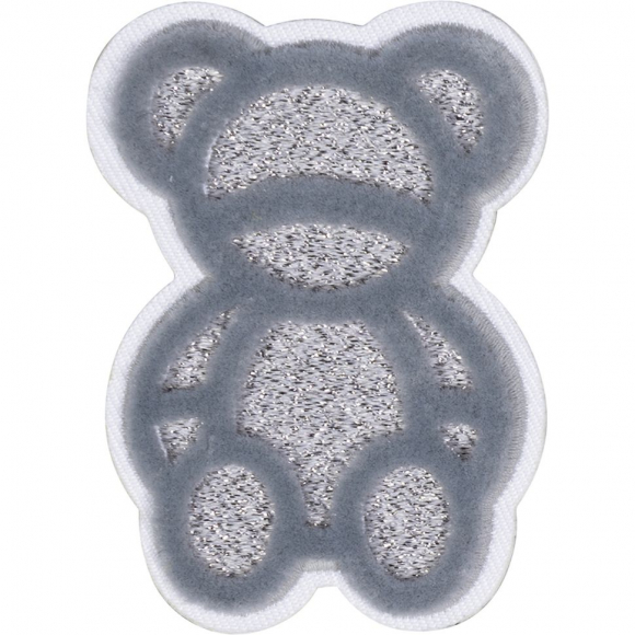 Термоаппликация "Медведь с серебрянными блёстками"
