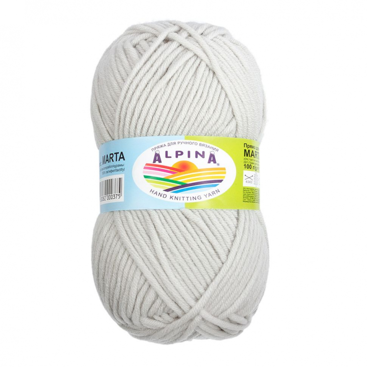Пряжа ALPINA MARTA (100% тактифил) 5х100г/120м цв.010 св.св.серый