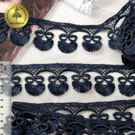 Кружево гипюр KRUZHEVO арт.TR.8G8118 шир.39мм цв.1 т.синий уп.9м