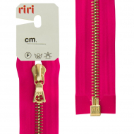 66073_Молния металл, Gold, разъёмная 1 замок, на атласной тесьме, 6 мм, 70 см, цвет 9407, малиновый