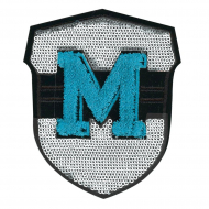 Термоаппликация с эффектом шенилл "М с серебристыми пайетками"