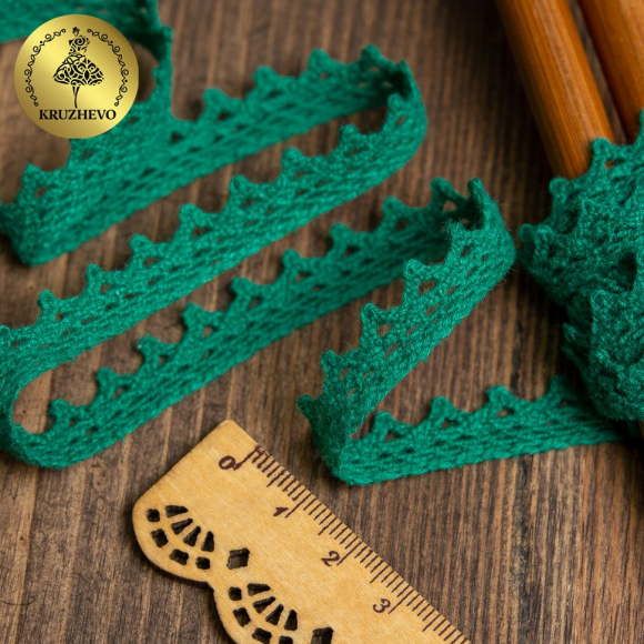 Тесьма вязаная KRUZHEVO 10мм TBY-5036.33 цв.33 зеленый уп.10м