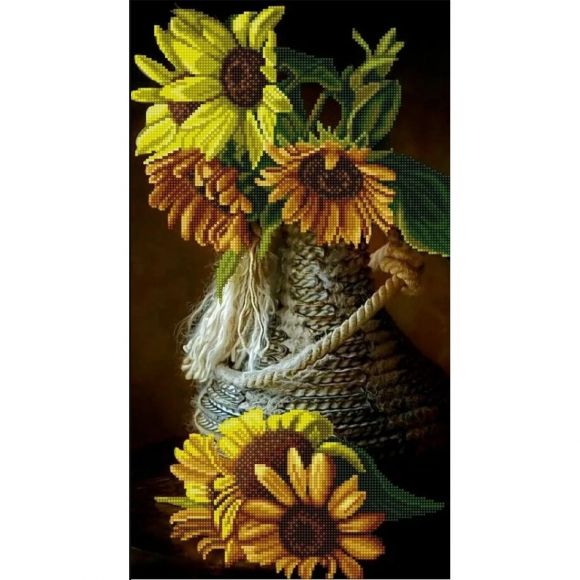 Рисунок на ткани (Бисер) КОНЁК арт. 1463 Натюрморт с подсолнухами 25х45 см