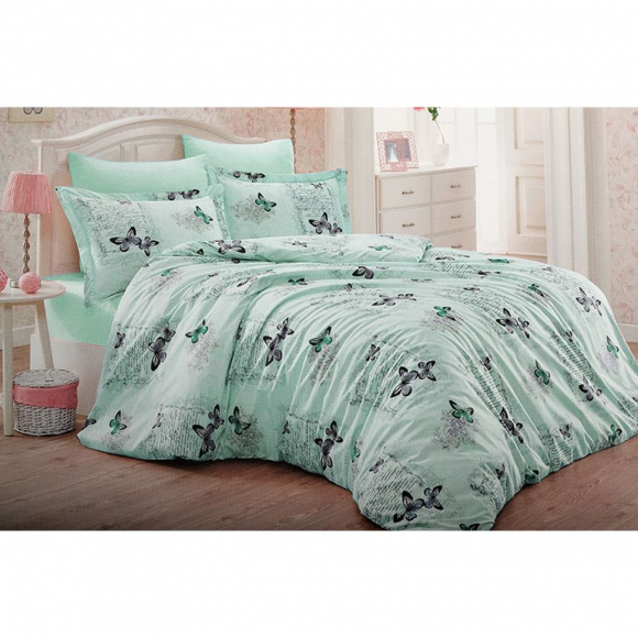 Ткань ранфорс Бабочки, арт.SL-G9862-1, 100% хлопок, шир.240см, цв.бирюза, рул.30м