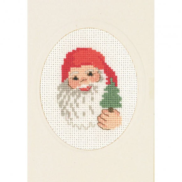 Набор для вышивания PERMIN арт.17-1259 Открытка Санта с колокольчиком 9х13 см