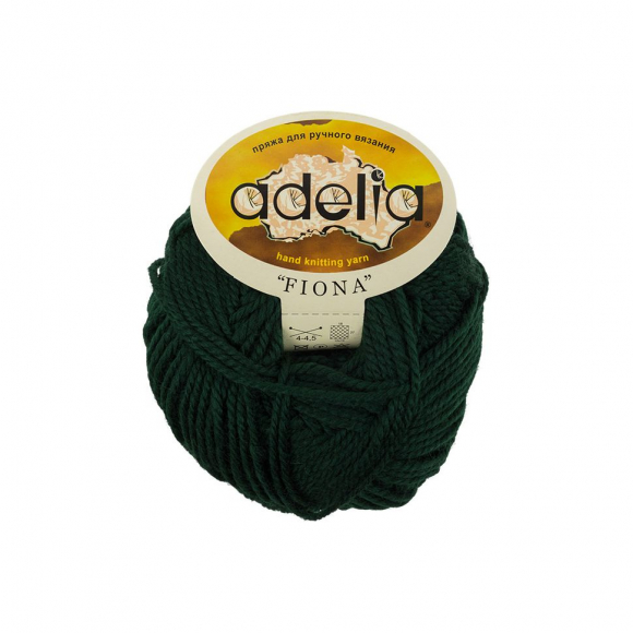 Пряжа ADELIA FIONA (50% шерсть, 50% акрил) 10х50г/90м цв.631 т.зеленый